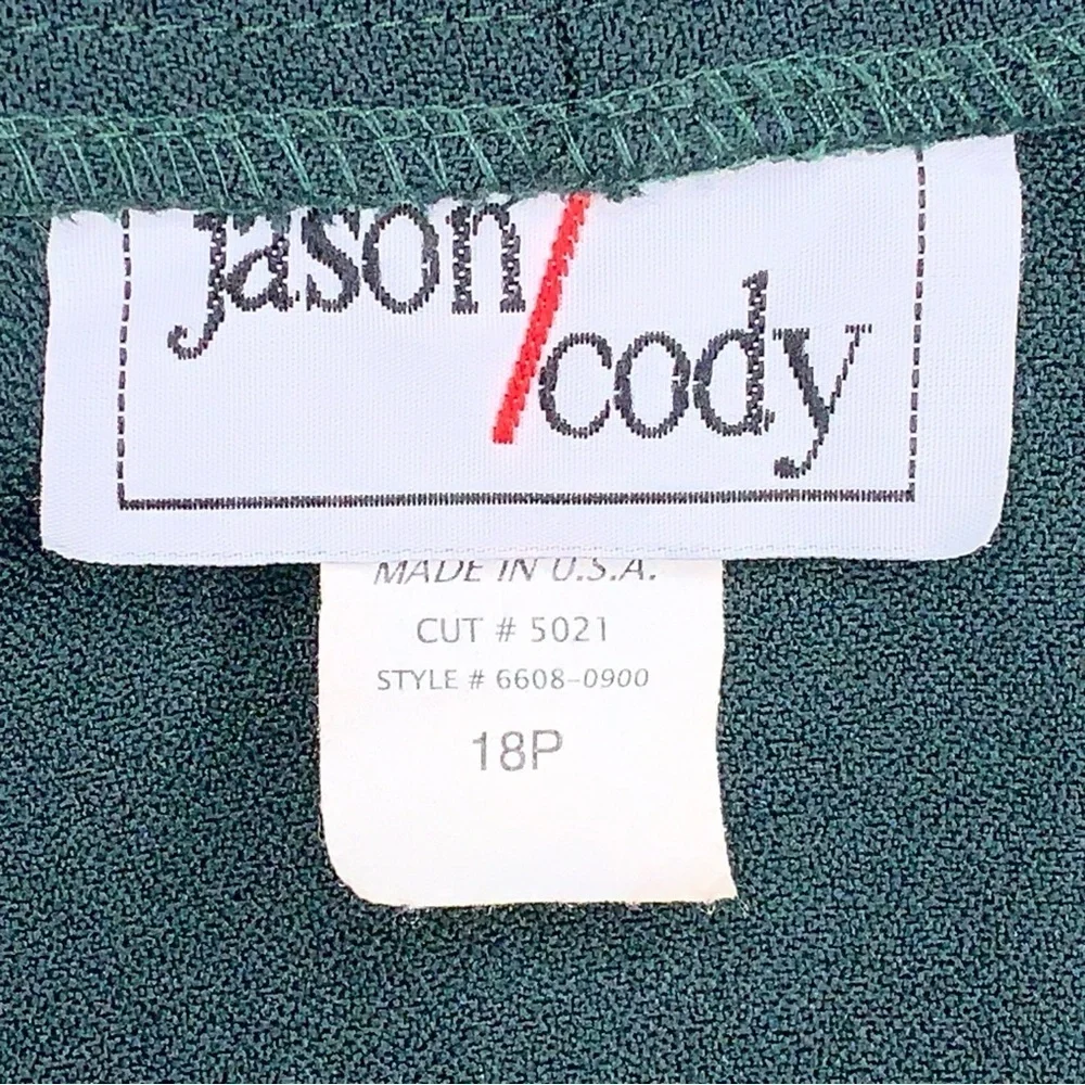 Vintage Petite 18 Jason Cody Deep Green Short Sleeve Shrug Blazer Top Open Front